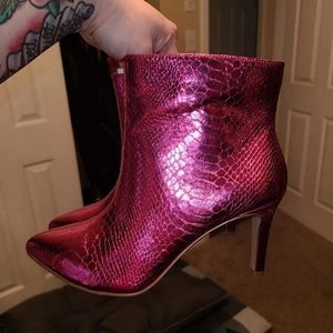 Metallic pink booties